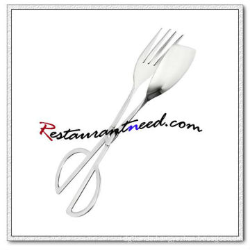 C404 10 Stainless Steel One Side Fork Salad Scissor Food Tong